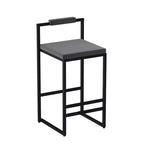 MAYEERTY Set of 2 Velvet Upholstered Bar Stools Counter Height With Footrest Backrest Modern Dining Chairs Black Gray