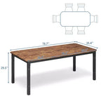 79Grande table à manger industrielle pour 6 à 8 personnes Table de cuisine rectangulaire en bois Table à manger moderne de style fermier Table de salle à manger et de cuisine robuste