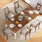 79Grande table à manger industrielle pour 6 à 8 personnes Table de cuisine rectangulaire en bois Table à manger moderne de style fermier Table de salle à manger et de cuisine robuste