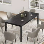 79Grande table à manger industrielle pour 6 à 8 personnes Table de cuisine rectangulaire en bois Table à manger moderne de style fermier Table de salle à manger et de cuisine robuste