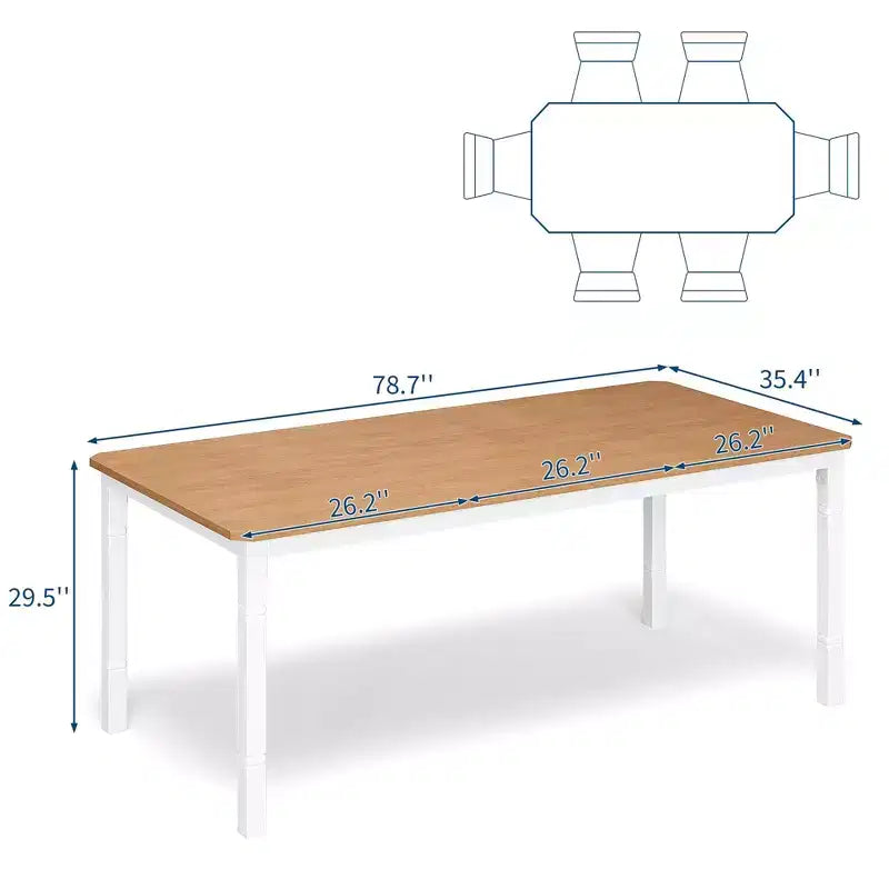 79Grande table à manger industrielle pour 6 à 8 personnes Table de cuisine rectangulaire en bois Table à manger moderne de style fermier Table de salle à manger et de cuisine robuste