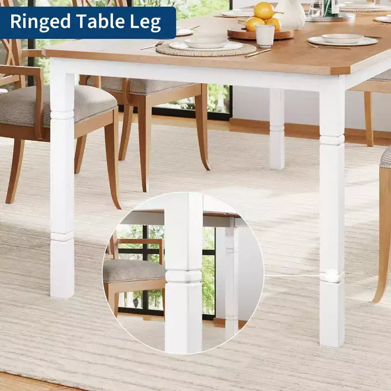 79Grande table à manger industrielle pour 6 à 8 personnes Table de cuisine rectangulaire en bois Table à manger moderne de style fermier Table de salle à manger et de cuisine robuste
