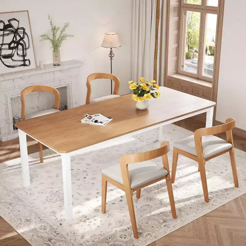 79Grande table à manger industrielle pour 6 à 8 personnes Table de cuisine rectangulaire en bois Table à manger moderne de style fermier Table de salle à manger et de cuisine robuste