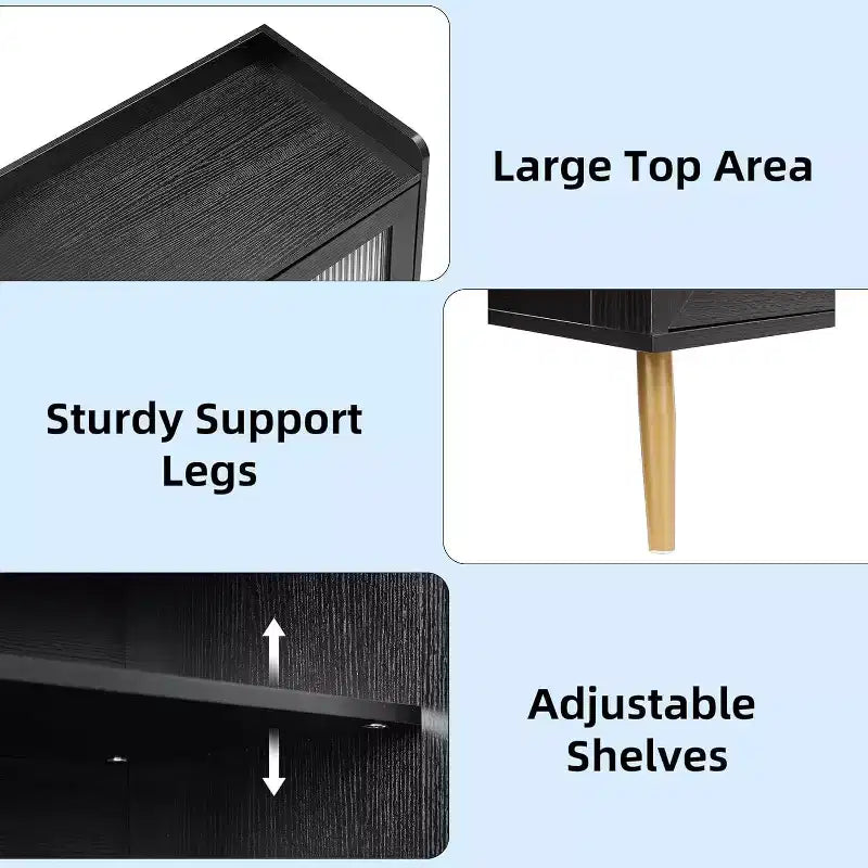 Meuble à chaussures Acekool à 5 niveaux avec portes en verre, étagères réglables, organisateur de chaussures d'entrée, rangement peu encombrant pour la maison, noir