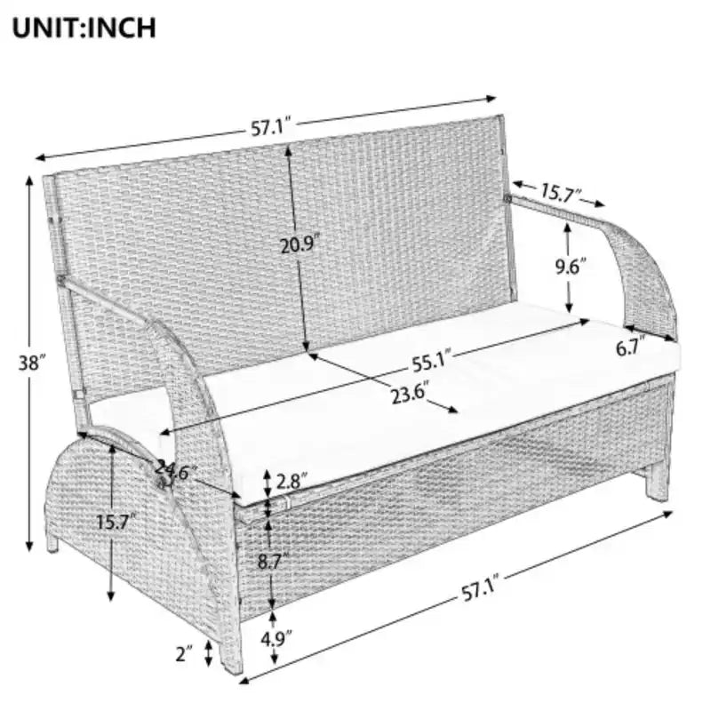 Versatile outdoor loveseat that converts to four seats and a table, suitable for gardens and lawns