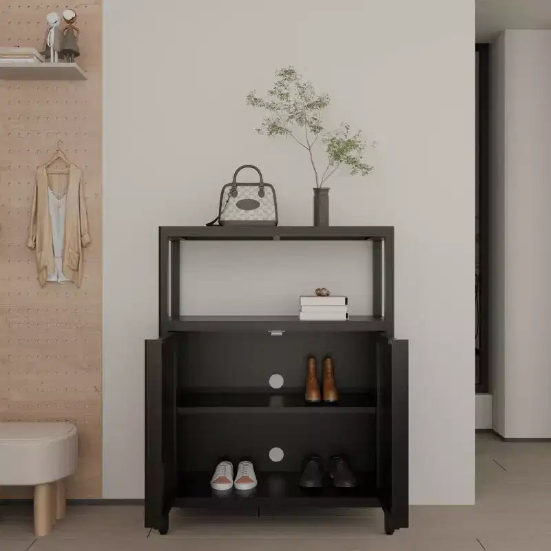 GDFStudio Richard Armoire de rangement moderne 32 en bambou avec étagères