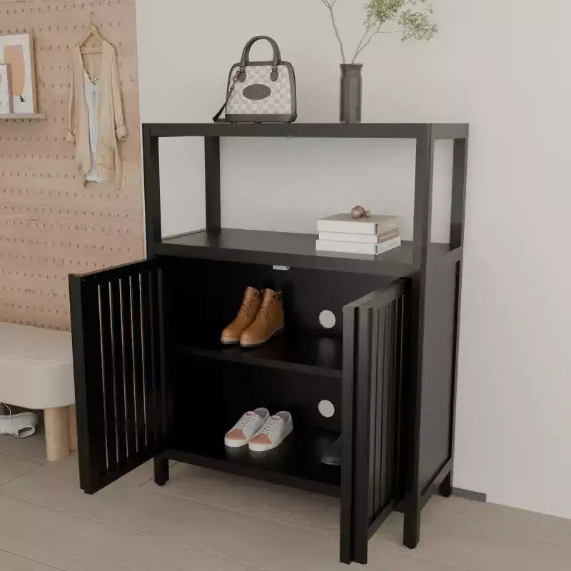 GDFStudio Richard Armoire de rangement moderne 32 en bambou avec étagères