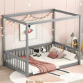 Whisen Full Canopy Floor Bed with Fence & Guardrails