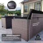 ALAULM Rattan Patio Furniture Sets 13 PCS w/Firepit table, outdoor wicker sets