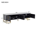 Whisen Modern TV Stand with Metal Legs & Gold Handles, Console Table with Cabinets and Adjustable Shelves, Fits TVs Up to 80''