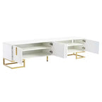 Whisen Modern TV Stand with Metal Legs & Gold Handles, Console Table with Cabinets and Adjustable Shelves, Fits TVs Up to 80''