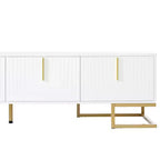 Whisen Modern TV Stand with Metal Legs & Gold Handles, Console Table with Cabinets and Adjustable Shelves, Fits TVs Up to 80''