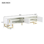 Whisen Modern TV Stand with Metal Legs & Gold Handles, Console Table with Cabinets and Adjustable Shelves, Fits TVs Up to 80''