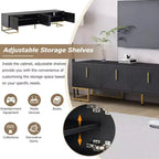 Whisen Modern TV Stand with Metal Legs & Gold Handles, Console Table with Cabinets and Adjustable Shelves, Fits TVs Up to 80''