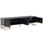 Whisen Modern TV Stand with Metal Legs & Gold Handles, Console Table with Cabinets and Adjustable Shelves, Fits TVs Up to 80''