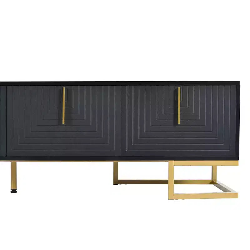 Whisen Modern TV Stand with Metal Legs & Gold Handles, Console Table with Cabinets and Adjustable Shelves, Fits TVs Up to 80''