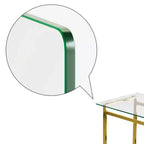 Modern Minimalist Rectangular Glass Dining Table for 4-6 with 0.31 Tempered Glass Tabletop and Golden Chrome Metal Legs