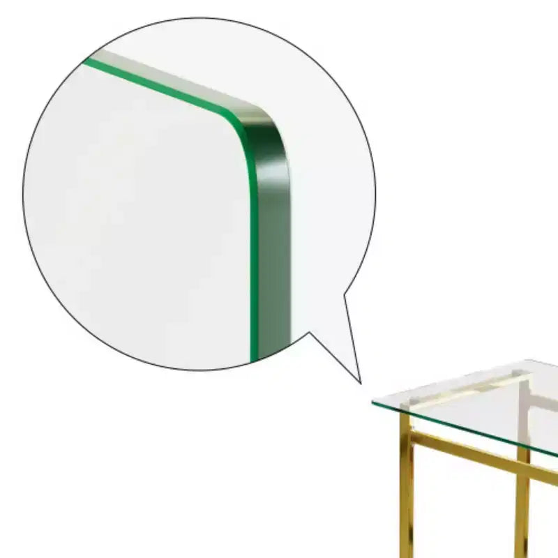 Modern Minimalist Rectangular Glass Dining Table for 4-6 with 0.31 Tempered Glass Tabletop and Golden Chrome Metal Legs