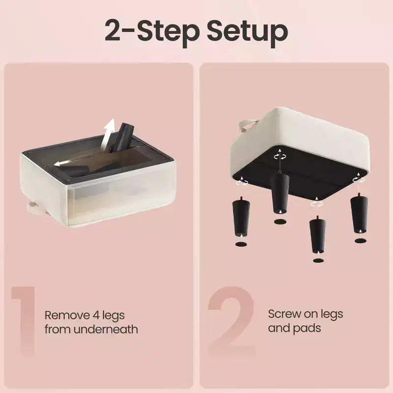 LEDREM Petit pouf ottoman en velours avec pieds inclinés, coussin épais en mousse, rangement caché et poignée de transport, pour salon, chambre, entrée