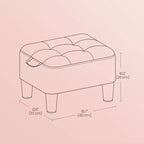 LEDREM Petit pouf ottoman en velours avec pieds inclinés, coussin épais en mousse, rangement caché et poignée de transport, pour salon, chambre, entrée