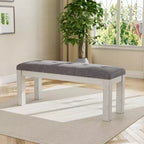 VECELO Rubber Wood Dining Bench, Upholstered Footstool, Bedside Stool for Dining Room or Kitchen, Gray