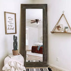 PexFix 24 in. W x 58 in. H Farmhouse Rectangular Solid Wood Framed Full Length Leaning Mirror in Brown
