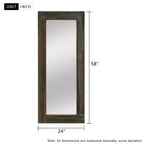 PexFix 24 in. W x 58 in. H Farmhouse Rectangular Solid Wood Framed Full Length Leaning Mirror in Brown