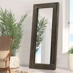PexFix 24 in. W x 58 in. H Farmhouse Rectangular Solid Wood Framed Full Length Leaning Mirror in Brown