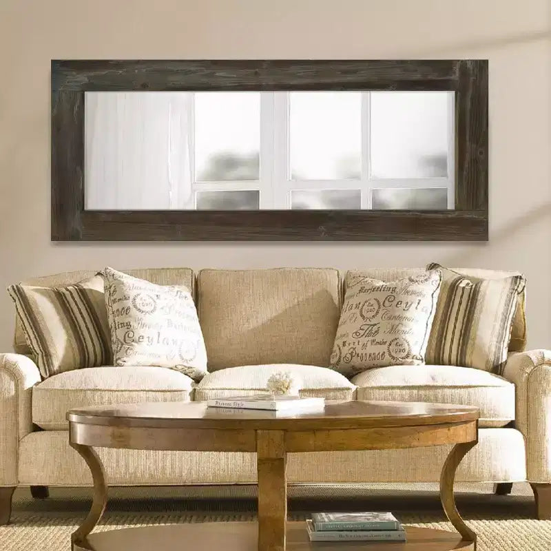 PexFix 24 in. W x 58 in. H Farmhouse Rectangular Solid Wood Framed Full Length Leaning Mirror in Brown