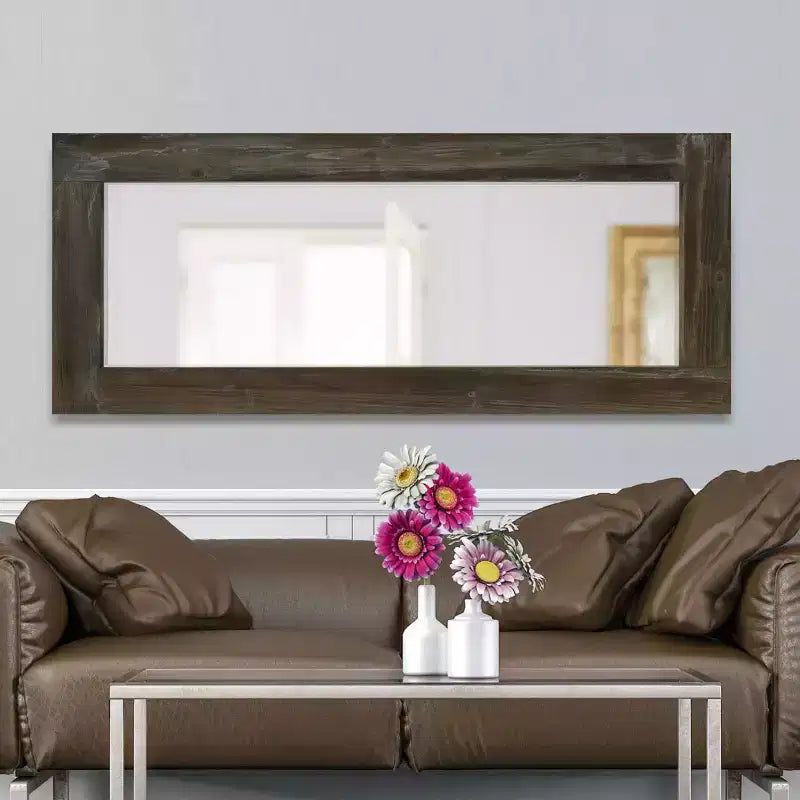 PexFix 24 in. W x 58 in. H Farmhouse Rectangular Solid Wood Framed Full Length Leaning Mirror in Brown