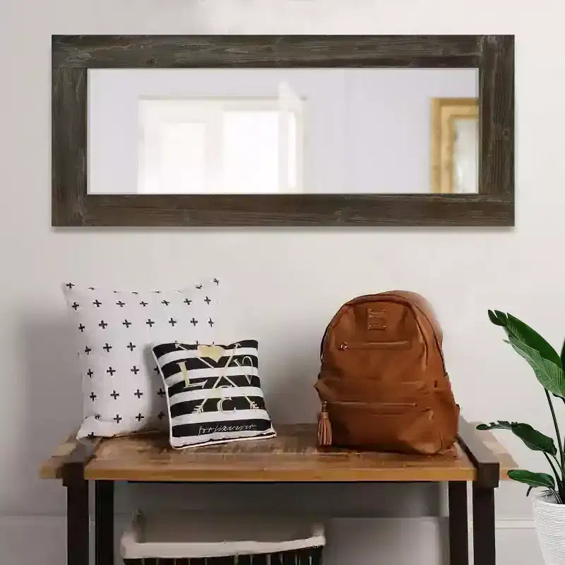 PexFix 24 in. W x 58 in. H Farmhouse Rectangular Solid Wood Framed Full Length Leaning Mirror in Brown
