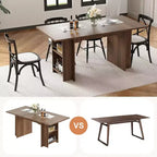 Table de salle à manger de ferme de 63 pouces, table de cuisine en bois avec rangement latéral, 4 à 6 places, pour salle à manger/bureau à domicile