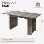 Table de salle à manger de ferme de 63 pouces, table de cuisine en bois avec rangement latéral, 4 à 6 places, pour salle à manger/bureau à domicile