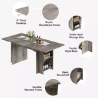 Table de salle à manger de ferme de 63 pouces, table de cuisine en bois avec rangement latéral, 4 à 6 places, pour salle à manger/bureau à domicile