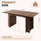 Table de salle à manger de ferme de 63 pouces, table de cuisine en bois avec rangement latéral, 4 à 6 places, pour salle à manger/bureau à domicile