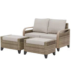 Outdoor Rattan Furniture Set Patio Seating Set Patio Loveseat with Ottoman
