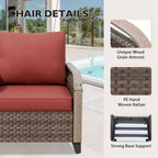 Outdoor Rattan Furniture Set Patio Seating Set Patio Loveseat with Ottoman