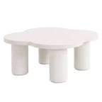 Okak Modern Coffee Table Set of 2, Sculptural Roman Column Base & Glass Top Side End Table, Irregular Center Table for Living Room