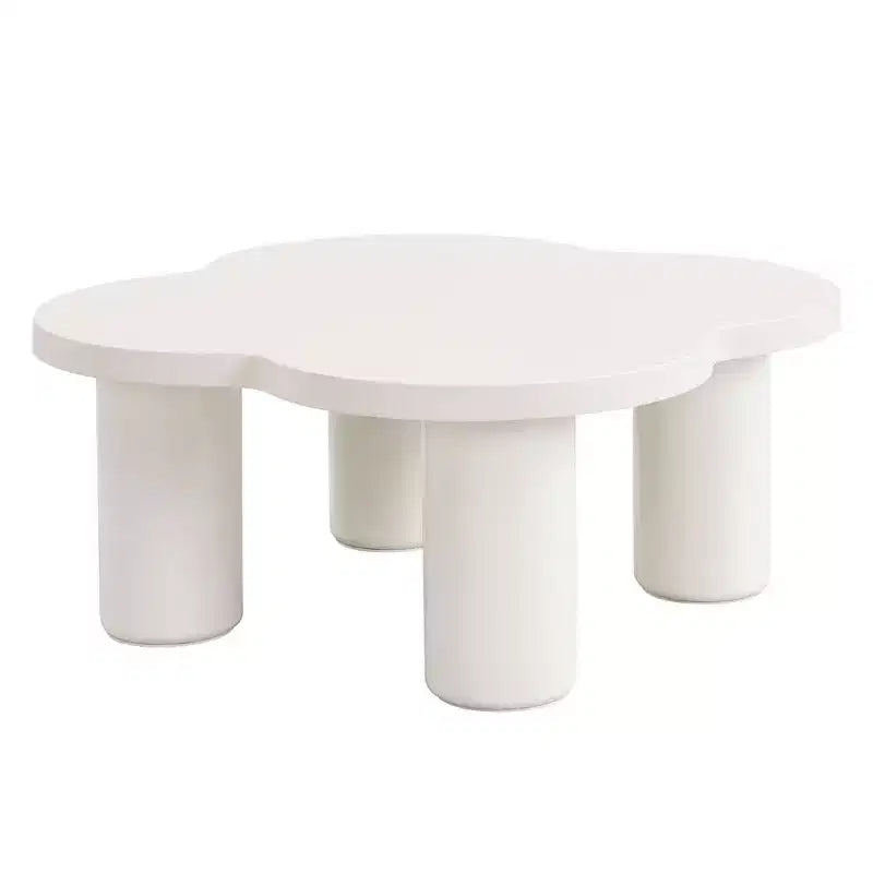 Okak Modern Coffee Table Set of 2, Sculptural Roman Column Base & Glass Top Side End Table, Irregular Center Table for Living Room