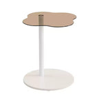 Okak Modern Coffee Table Set of 2, Sculptural Roman Column Base & Glass Top Side End Table, Irregular Center Table for Living Room