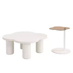 Okak Modern Coffee Table Set of 2, Sculptural Roman Column Base & Glass Top Side End Table, Irregular Center Table for Living Room