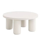 Okak Modern Coffee Table Set of 2, Sculptural Roman Column Base & Glass Top Side End Table, Irregular Center Table for Living Room