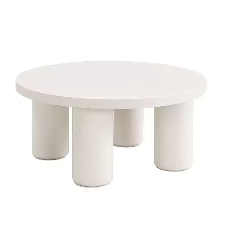Okak Modern Coffee Table Set of 2, Sculptural Roman Column Base & Glass Top Side End Table, Irregular Center Table for Living Room