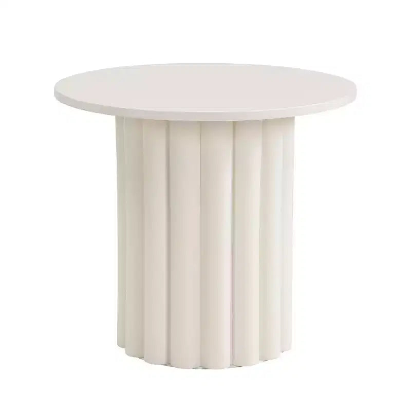 Okak Modern Coffee Table Set of 2, Sculptural Roman Column Base & Glass Top Side End Table, Irregular Center Table for Living Room