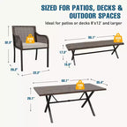 EAGLE PEAK Sienna Bay 6PCS Patio Wicker Dining Set w/ Soft Cushions Umbrella Hole