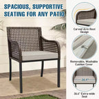 EAGLE PEAK Sienna Bay 6PCS Patio Wicker Dining Set w/ Soft Cushions Umbrella Hole