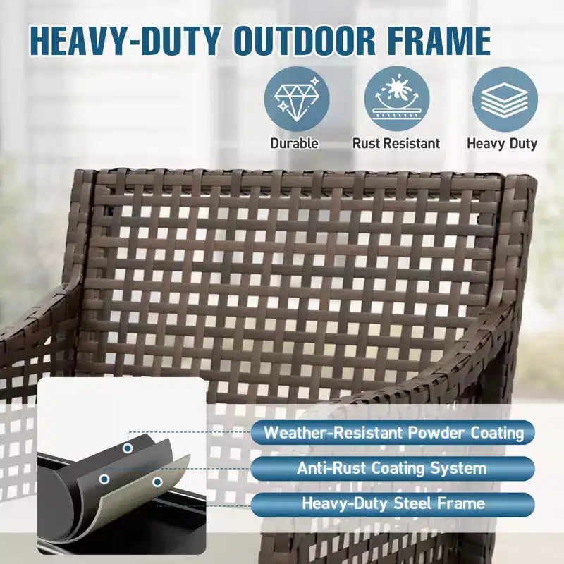 EAGLE PEAK Sienna Bay 6PCS Patio Wicker Dining Set w/ Soft Cushions Umbrella Hole