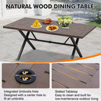 EAGLE PEAK Sienna Bay 6PCS Patio Wicker Dining Set w/ Soft Cushions Umbrella Hole