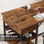 Dining Table Set with Storage Drawers and Wine Rack, Upholstered Bench Seating, Stylish Kitchen and Dining Room Furniture for Family Meals