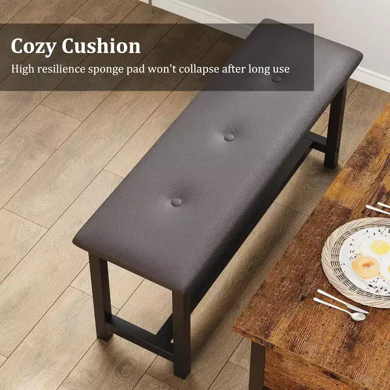 Dining Table Set with Storage Drawers and Wine Rack, Upholstered Bench Seating, Stylish Kitchen and Dining Room Furniture for Family Meals